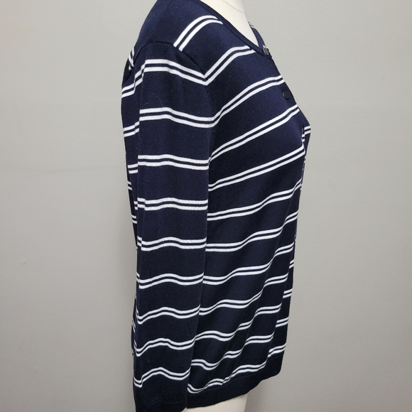 Talbots navy charming stripe cardigan size xlp - Picture 4 of 8
